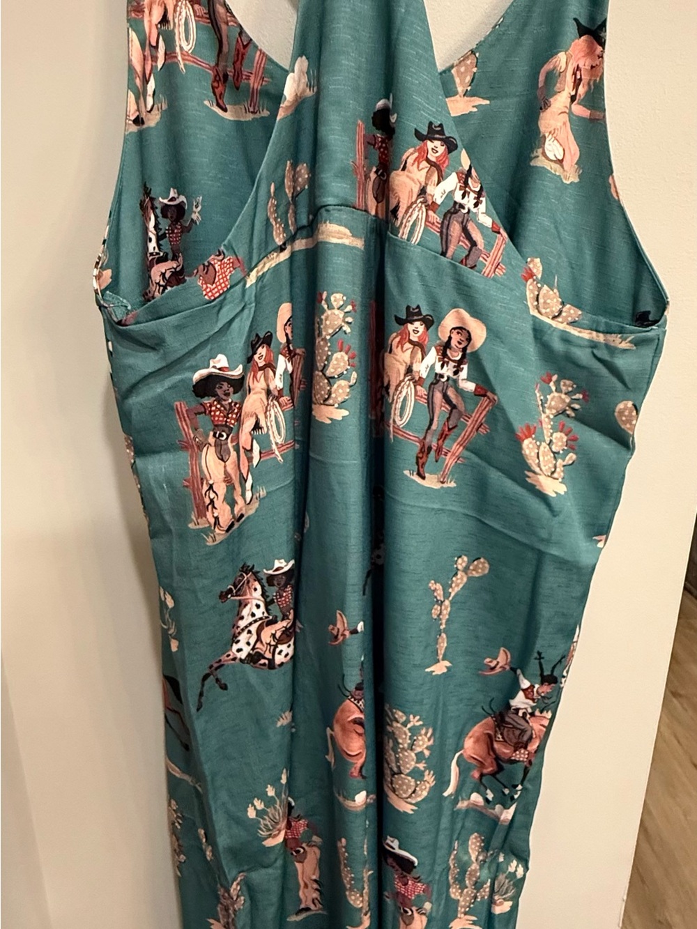 Source Unknown Teal Western Print Jumpsuit - Picture 10 of 11